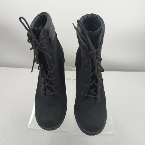 Timberland Tillston Heeled Boots Sz 7.5 Black Suede Baddie Streetwear Punk Goth - Picture 12 of 14